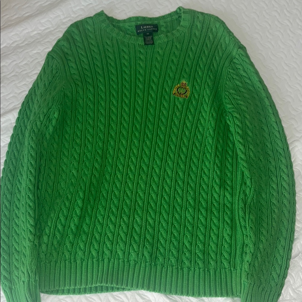Ralph Lauren Green Cable Knit Sweater